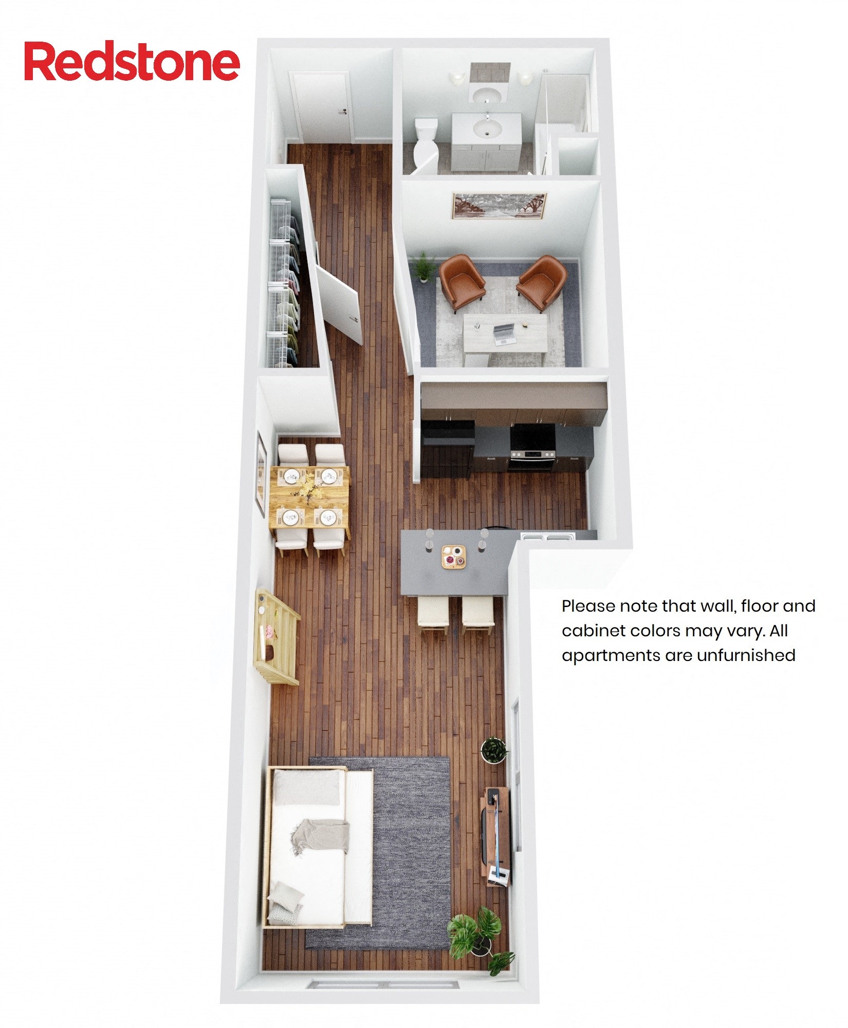 Floor plan for studio, 1 bath